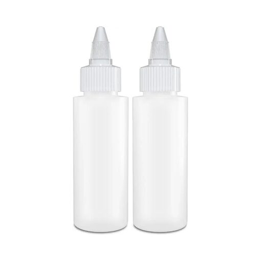 BRIGHTFROM Twist Top Applicator Bottles, Squeeze 2 OZ Empty Plastic Bottles, Refillable, Open/Close Nozzle - Multi Purpose ( Pack of 2 )