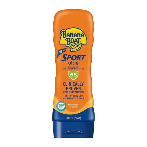 Banana Boat Sport Ultra SPF 65 Sunscreen Lotion, 8oz | Banana Boat Sunscreen SPF 65 Lotion, Oxybenzone Free Sunscreen, Banana Boat Lotion Sunscreen, High SPF Sunscreen, Water Resistant Sunscreen, 8oz