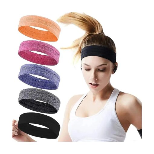 Workout Headbands Non Slip Headband Sport Headbands Sweatbands Elastic Sport Hair Bands for Yoga Running Sports Travel Indoor Fitness Gym