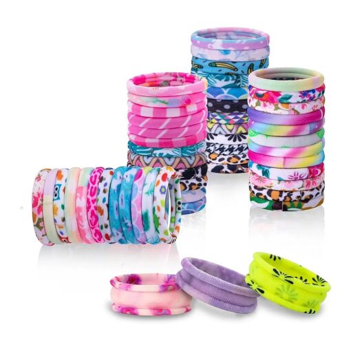 Hair Ties for Girls 48Pcs Ties for Thick Heavy or Curly Hair-No Slip Seamless Ponytail Holders-Hair Ties for Women-Long Lasting Braids- Elastic Hair Ties Accessories for Girls ( A-multi-color 48pcs )