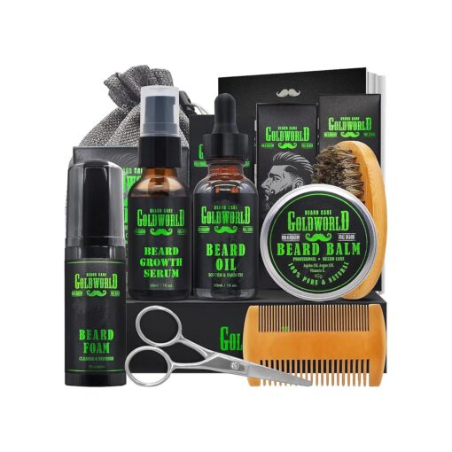 Beard Kit Beard Grooming Kit w/Beard Wash/Shampoo Beard Oil Balm Brush Comb Scissor Bag e-Book Christmas Stocking Stuffers Gifts Ideas for Men Him Dad Boyfriend Husband Mens