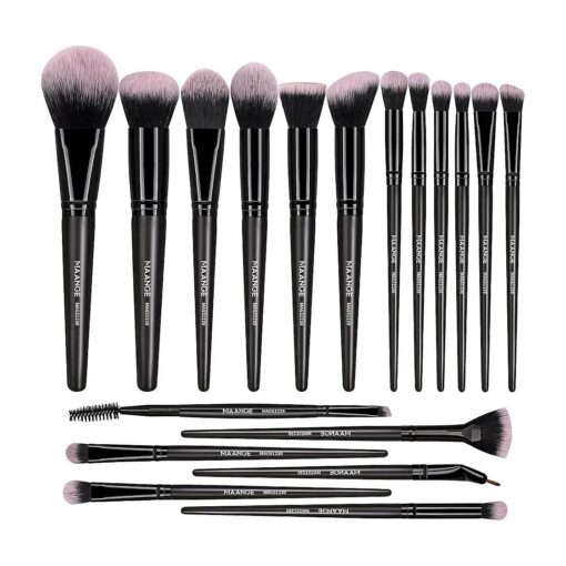 Makeup Brushes, MAANGE 18 Pcs Premium Synthetic Make up Brushes Set Soft Foundation Powder Eyeliner Eye Shadow Makeup Brush Set Professional ( Black )