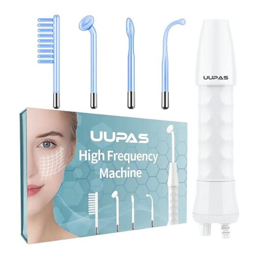 High Frequency Facial Wand - UUPAS Portable Handheld 4 in 1 Blue High Frequency Skin Facial Machine with 4 Pcs Different Blue Tubes for Home Use Face Device