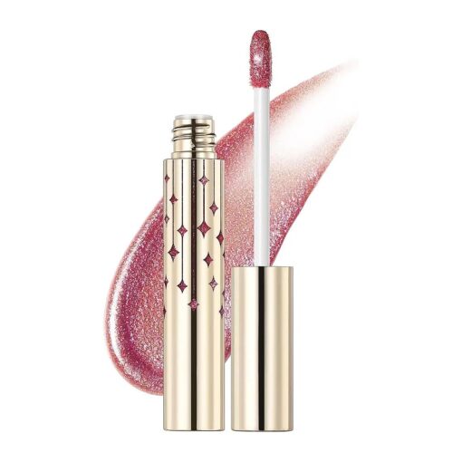 FOCALLURE High Shine Glitter Lip Gloss, Hydrates and Soothes Lips for a Gorgeous, Delivers a Non-sticky Glossy finish, Long-lasting Shine & Fuller-looking Lip Makeup, PK02 LUSTSPELL