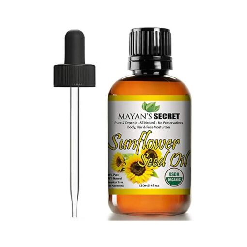 SUNFLOWER SEED OIL - 4oz size | All Natural Cold Pressed USDA Certified Organic - High Linoleic | Best for Acne Prone Oily Skin and Face | Daily or Nighttime Regimen