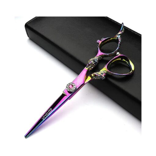 Professional 6.0 Inch Rainbow color Dragon Handle 440C Salon Hair Cutting Shear Thinning scissors, Perfect for Barber Stylist and Home Use ( Cutting scissors )