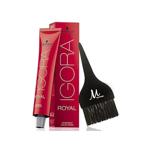 Schwarzkopf Igora Royal 8-0 Light Blonde Permanent Hair Color and M Hair Designs Tint Brush ( Bundle 2 items )