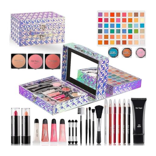 Hot Sugar Makeup Kit for Preteen Girls 10-12, Birthday Christmas Makeup Gift Set for Teens 16-18, All in One Beginner Makeup Kit for Women Full Kit Includes Real Cosmetics and Makeup Tools ( PURPLE )