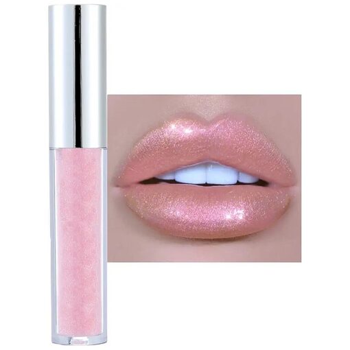 Metallic Lipsticks for Women, Glossy Lipstick Long Lasting 24 Hour Waterproof Lip Gloss, Liquid Lipsticks Diamond Shimmer Glitter Gloss Lipstick, Women Shiny Lip Gloss for Cheeks and Eyes