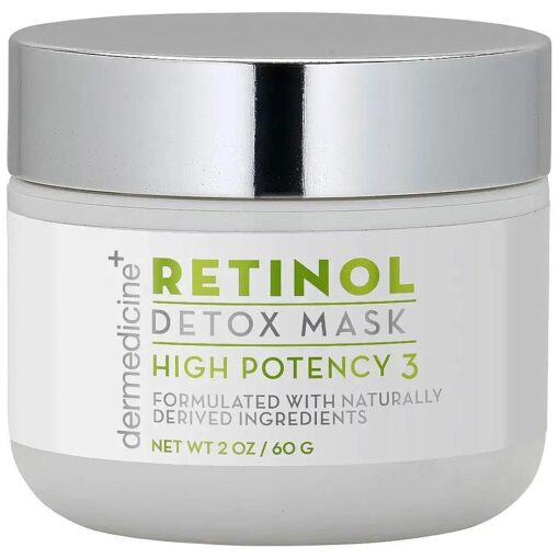 Retinol Detox High Potency Mask 3 % Blend for Face | Natural & Organic Botanical Plant Extracts | Clarifying & Soothing for Skin that Looks Clearer, Feels Smoother, Oil Control Rinse Off Mask