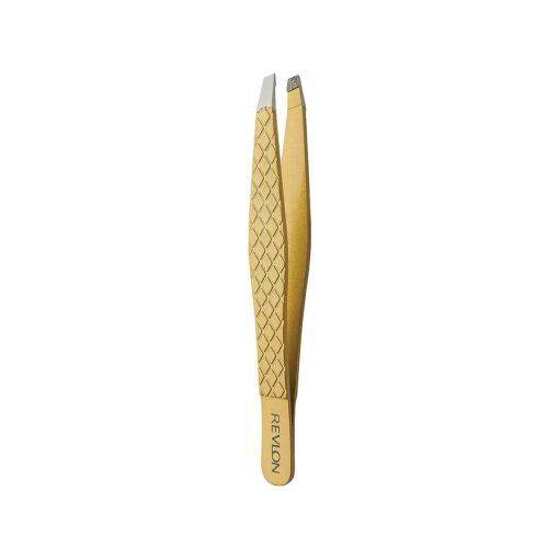 Revlon Hair Removal Tweezer, Gold Series Slant Titanium Coated, Diamond Particles For Maximum Grip, High Precision Tweezers for Men, Women & Kids ( Pack of 1 )