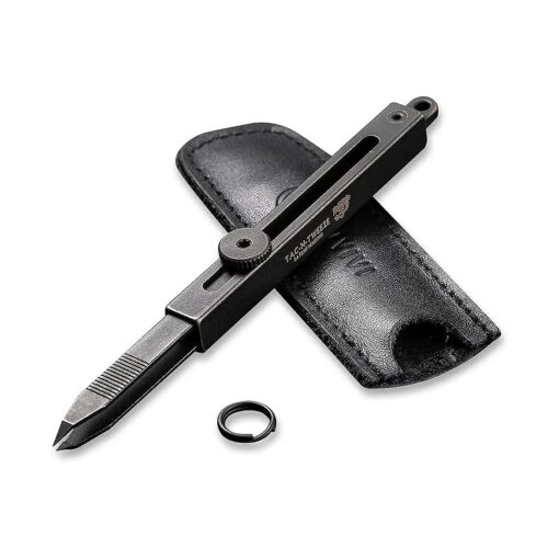 CIVIVI Tweezers Precision for Splinters, Retractable Tweezers with Leather Sheath for Men EDC Easy Keychain Carry, Tac-N-Tweeze Tweezers Designed By Bob Terzuola C19062B-A