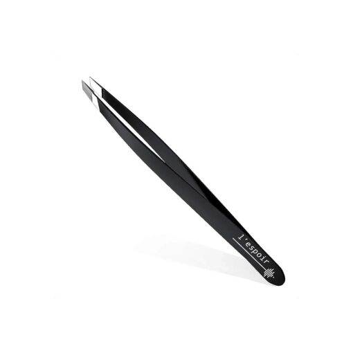 L'espoir High Precision Slant Tweezers with Perfect Alignment ( Rust-Free, Stainless Steel ) Best for Daily Beauty Routine - Single Piece for Men and Women - Black colour