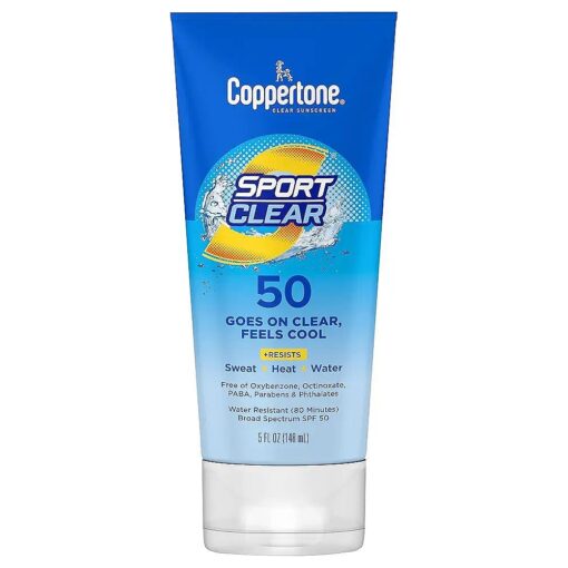 SPORT Clear Sunscreen Lotion SPF 50, Water Resistant Sunscreen, Broad Spectrum SPF 50 Sunscreen, 5 Fl Oz Tube