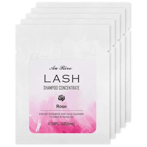 Lash Shampoo Concentrate 5ml * 5 Lash Cleanser for Lash Extensions Prolong Lash Concentrate Non-irritation Eyelash Shampoo for Salon-Better Eyelash Cleaning Care Experience, Rose