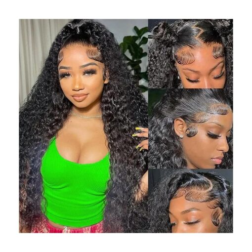 28 Inch Deep Wave Lace Front Wigs Human Hair Pre Plucked 13x4 HD Transparent Lace Frontal Wigs Human Hair 180 % Density Deep Curly Glueless Wigs Human Hair for Women