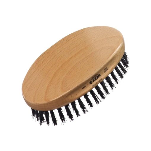 Kent MG2 Finest Men 's Oval 100 % Natural Beechwood Military Hair Brush with 100 % Natural Black Boar Bristle for Mens Grooming, Scalp Brush, 360 Wave, Beard Straightener & Facial Brush for Beard Care