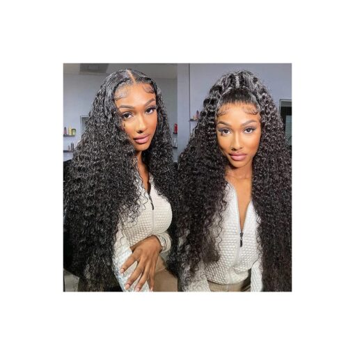 Deep Wave Lace Front Wigs Human Hair Pre Plucked 13x4 Swiss Lace Frontal Wigs 180 % Density Brazilian Virgin Human Hair Wigs for Black Women Long Lace Front Wigs with Baby Hair ( Deep Wave Wig, 32 Inch )