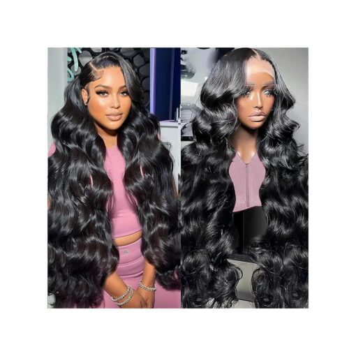 13x6 Lace Front Wigs Pre Plucked 180 % Density 24 Inch Body Wave Lace Front Wigs HD Lace Frontal Wigs for Women Natural Black Color Glueless Wigs