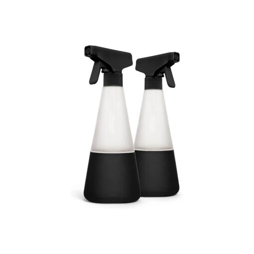 Cleancult Glass Spray Bottles ( 16oz, 2 Pack ) - Refillable All Purpose Cleaning Spray Bottle - BPA-Free Plastic Nozzle & Non Slip Silicone Sleeve - Shatter Resistant, Dishwasher Safe - Matte Black