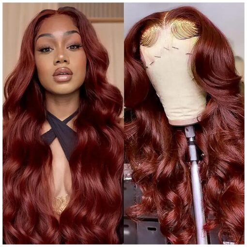 26Inch Reddish Brown Lace Front Wigs Human Hair Pre Plucked 13x6 Body Wave Human Hair Lace Front Wigs Colored Wigs Human Hair HD Lace Front Wigs for Women