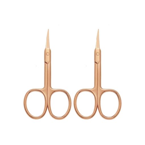 2pcs Gold Silver Eyebrow Scissor Makeup Manicure Scissors Nails Cuticle Scissors Eyebrow Eyelashes Epilator Face Hair Removal Tools ( Rose Gold )