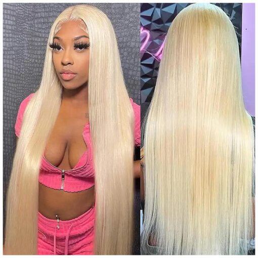 613 Lace Front Wig Human Hair 13x4 Blonde Lace Front Wigs Human Hair 180 % Density Straight Lace Frontal Wig Human Hair Pre Plucked With Baby Hair HD Lace Front Wigs Human Hair 26Inch