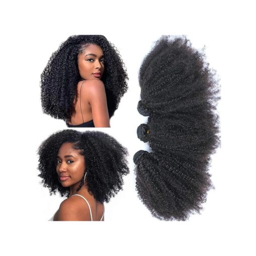 Mongolian Afro Kinky Curly Bundles Human Hair 10 12 14 Inch 4B 4C Afro Kinky Bulk Human Hair Unprocessed Virgin Hair Bundles for Women Natural Black