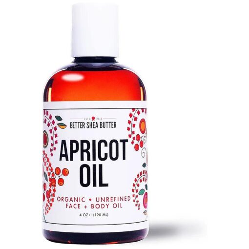 Organic Apricot Oil | 100 % Pure, Cold Presssed | Massage Oil for Body and Face | Oil for Sensitive Skin | 4 oz by Better Shea Butter