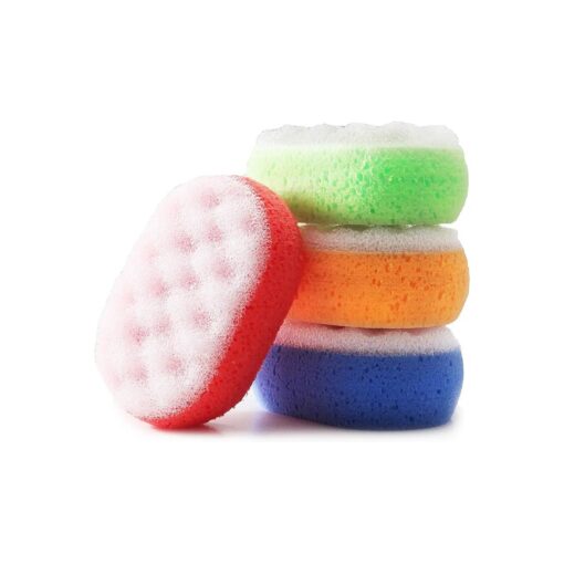 MartiniSPA Italian-Made 4-Pack Bath & Shower Sponge for Face & Body, Exfoliating Sponge for Men & Women, Dual Action Design, Dermatologically Tested - 1 of Each Color .