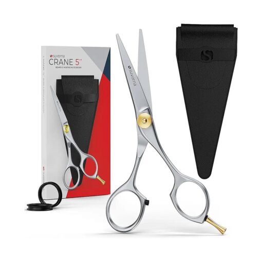 5" Mustache And Beard Scissors for Men, Salons, Barber, Hairdresser & Professional | Hair Cutting Scissors made with Stainless steel for Trimming | Grooming Scissors for Facial, Nose, Ear Hair