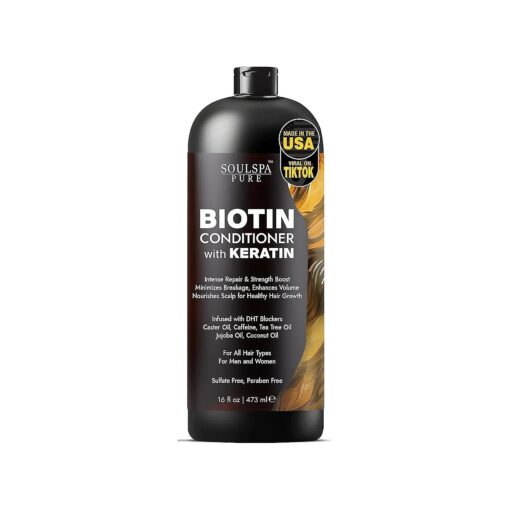 Biotin Conditioner with Keratin - Intense Repair & Strength Boost Formula - Nourishes Scalp for Healthy Hair Growth, with Tea Tree Oil & DHT Blockers, for Men & Women, 16 fl oz