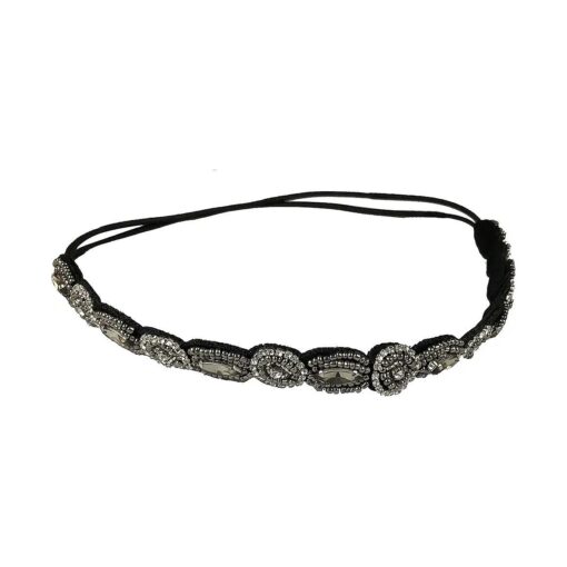 Rhinestone Beaded Hair Hoops Headbands Jewels Workmanship Headbands Elastic Non Slip Hair Bands Women Lady Girls Hair Straps Jewelry Accessories ( Black )