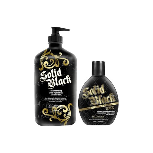 Millennium Tanning Solid Black 200X Tanning Lotion & Tan Extender Lotion, 13.50 & 18.25 Fluid Ounces