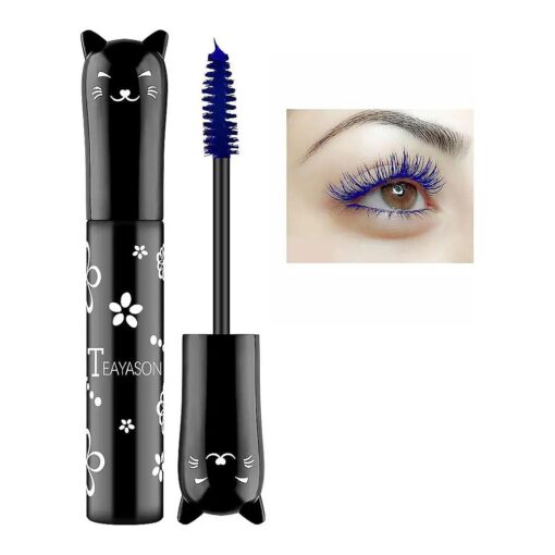 Colored Waterproof Mascara for Eyelashes, 6 Color Colorful Mascara Long Lasting Thick Mascara Rainbow Color Fiber Charming Mascara Makeup, Cosplay Brown White Black Pink Purple Blue Eye Lashes Party Stage Use ( # 04 Blue )