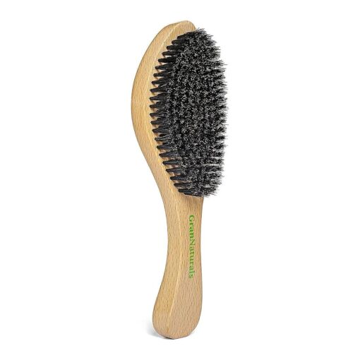 GranNaturals Medium Wave Brush & Smoothing Hair Brush - Curved Boar Bristle Hairbrush for 360 Waves & Slick Back Brush