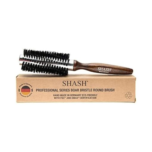 Since 1869 Hand Made In Germany Professional Series Boar Bristle Round Brush - Add Volume, Help Fight Frizz - Super-Grip Handle for Easy Styling - Eco-Sour ( Medium )