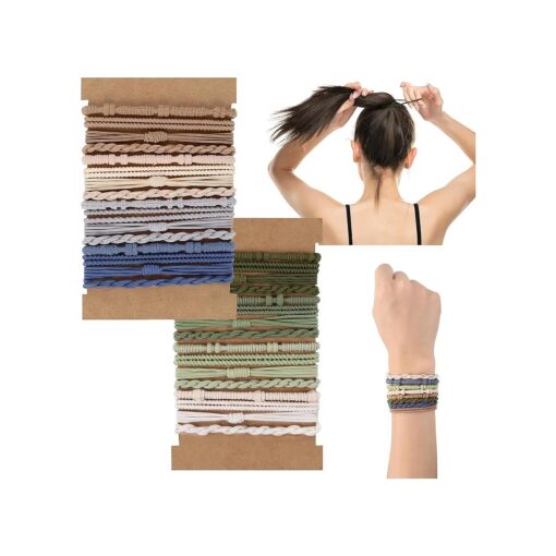 32PCS Boho Hair Bracelets for Women Elastic Bracelets Hair Ties No Damage Hair Bands for Girls Thick Thin Long Curly Hair Accessories ( B Style )