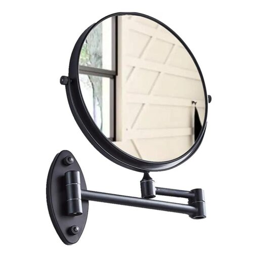 Wall Mounted Magnifying Mirror with 10x Magnification, 8 Inch Double-Sided Swivel Makeup Mirror Wall, 12 Inch Extension ( 10x Magnification, Matte Black )