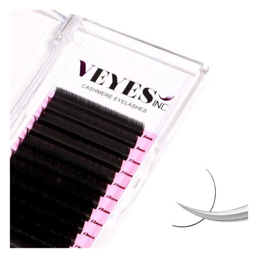 VEYES INC Cashmere Volume Lash Extensions C CC D DD LD L B J M Curl 0.03-0.20 thickness, Super Matte Black Individual Eyelashes Tray, Professional Supplies for Lash Techs ( 0.05 D 8-16mm )