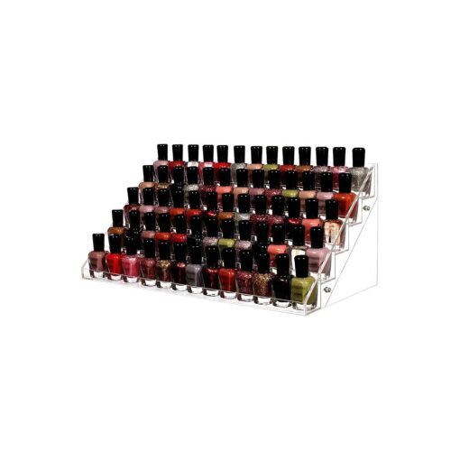 Cq acrylic Nail Polish Holder Organizer 5 layers 72 Bottles Clear Acrylic Nail Polish Tray Fingernail Polish Display Case Essential Oils Holder Sunglasses Eyewear Organizer Storage