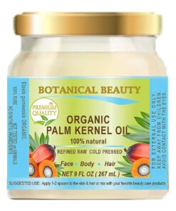 ORGANIC PALM KERNEL OIL Pure Cold Pressed, 9 Fl, oz 267 ml Palm Kernel Oil for Soap Making for Face, Skin, Hair, Lip, Body and Nais by Botanical Beauty