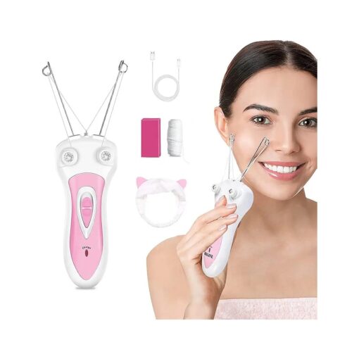 Ladies Facial Hair Remover, Electric Cordless Cotton Threading Epilator Lips Cheek Arm Leg Hair Removal Shaver Pull Faces Delicate Device Depilation