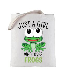 LEVLO Funny Frog Cosmetic Make up Bag Animal Lover Gift Just A Girl Who Loves Frogs Makeup Zipper Pouch Bag Frogs Lover Gift ( Who Loves Frogs Tote )