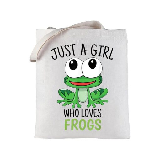 LEVLO Funny Frog Cosmetic Make up Bag Animal Lover Gift Just A Girl Who Loves Frogs Makeup Zipper Pouch Bag Frogs Lover Gift ( Who Loves Frogs Tote )