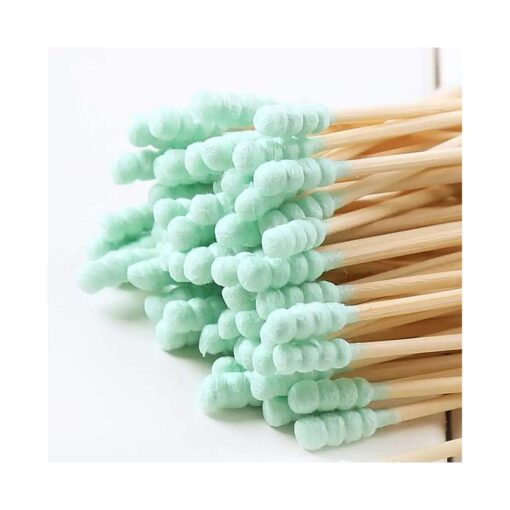 AKOAK 100 Pcs/set Colorful Double Head Spiral Cotton Swabs, Ear Picking Cotton Swabs, Makeup Remover Sanitary Swabs ( Green )