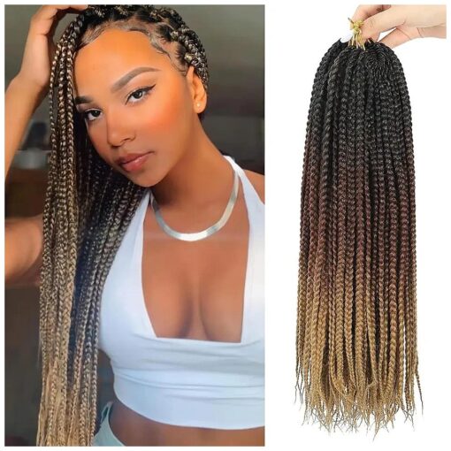 Crochet Box Braids Hair pre looped Goddess Box Braids Crochet Braiding Hair 7 Packs Crochet Box Braids 3x Box Braids Crochet Hair ( 18 inch, 1B/30/27 )