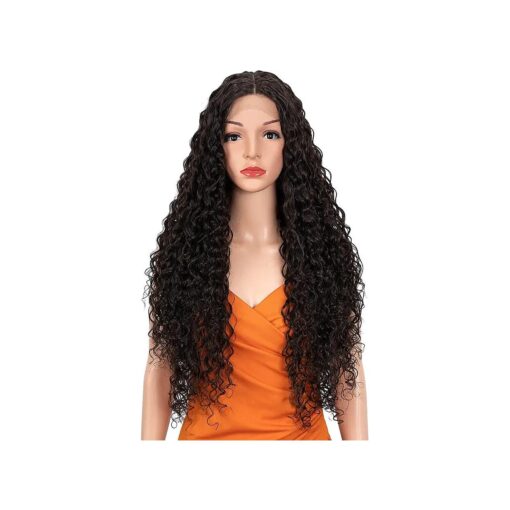 NOBLE STAR Long Curly Lace Front Wigs 30 Inches Middle Part HD Lace Front Wigs with Baby Hair Super Soft Bio Hair Synthetic Wigs for Women 130 % Density ( Dark Brown )