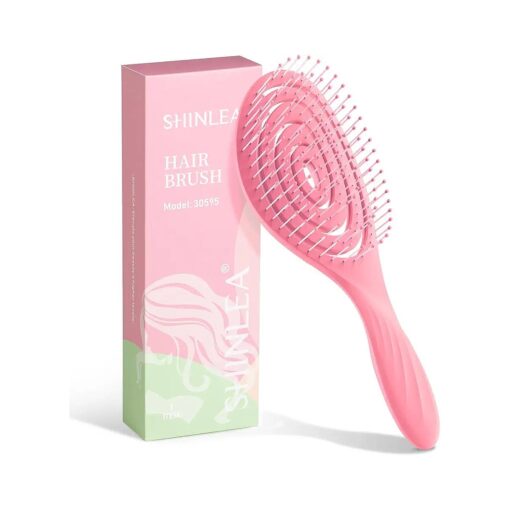 Detangle Hair Brush | Detangling Wet & Dry Spiral Hairbrush | Mother 's Gift for Women, Men, Kids | Vented Detangler for Blow Drying | Glide Through Tangles For All Hair Types ( Pink )