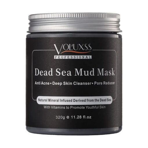 Dead Sea Mud Mask for Face and Body, Deep Cleansing Face Mask for Acne, Pore Minimizer, Natural Skincare Charcoal Blackheads Remover, Skincare Spa Clay Facial Mask for Women & Men 11.28fl.oz